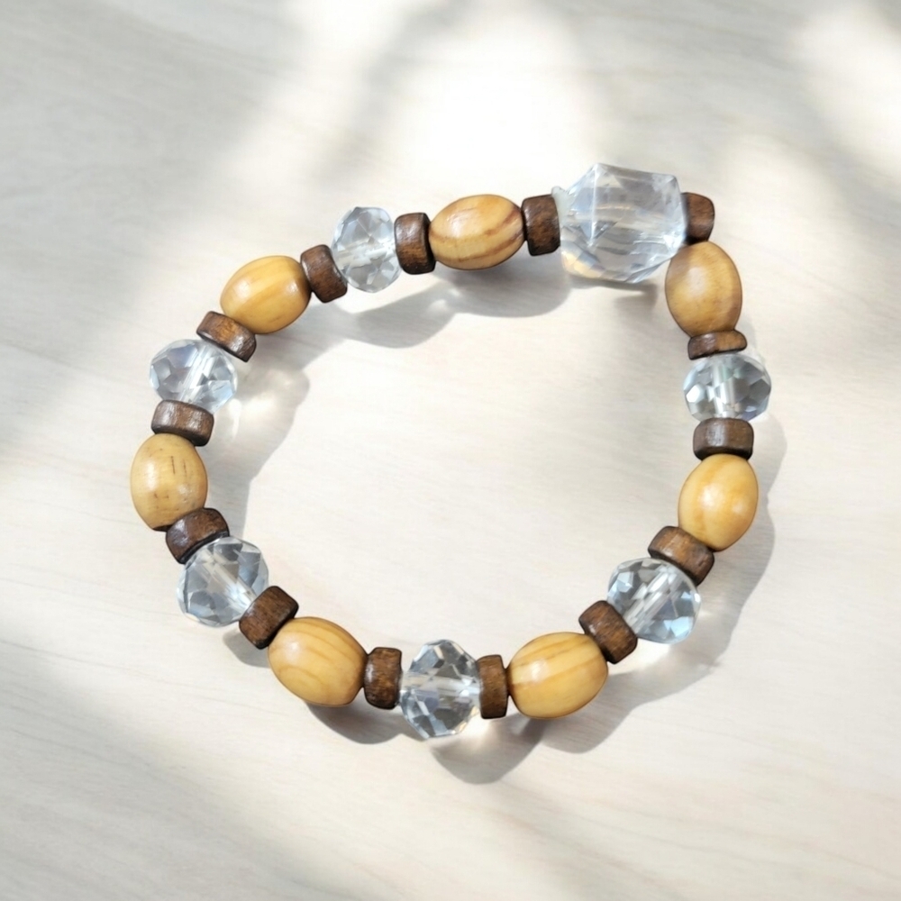 Cream brown and clear Bead bracelet